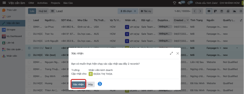 Xác nhận cập nhật