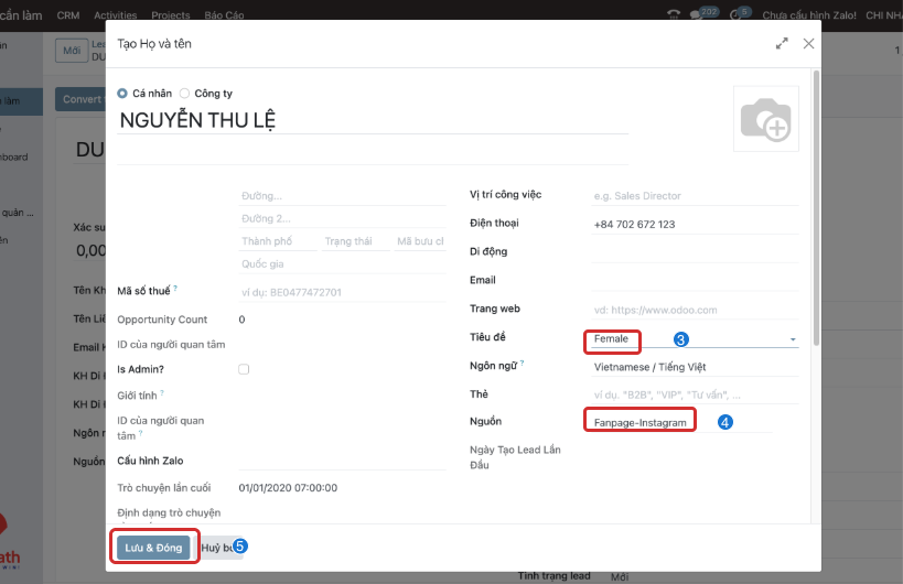 Cập nhật thông tin người đại diện