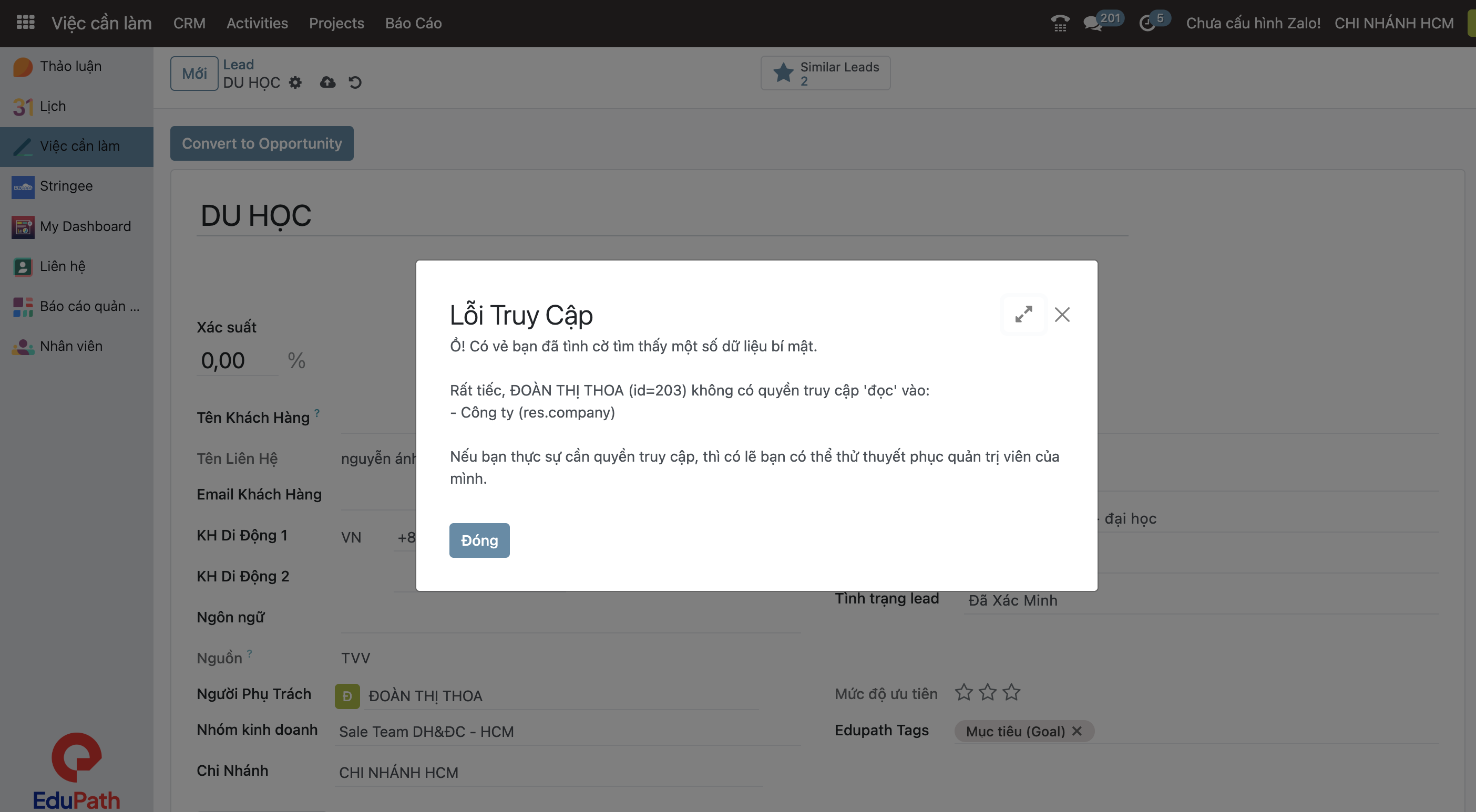 Lead bị trùng khi lưu