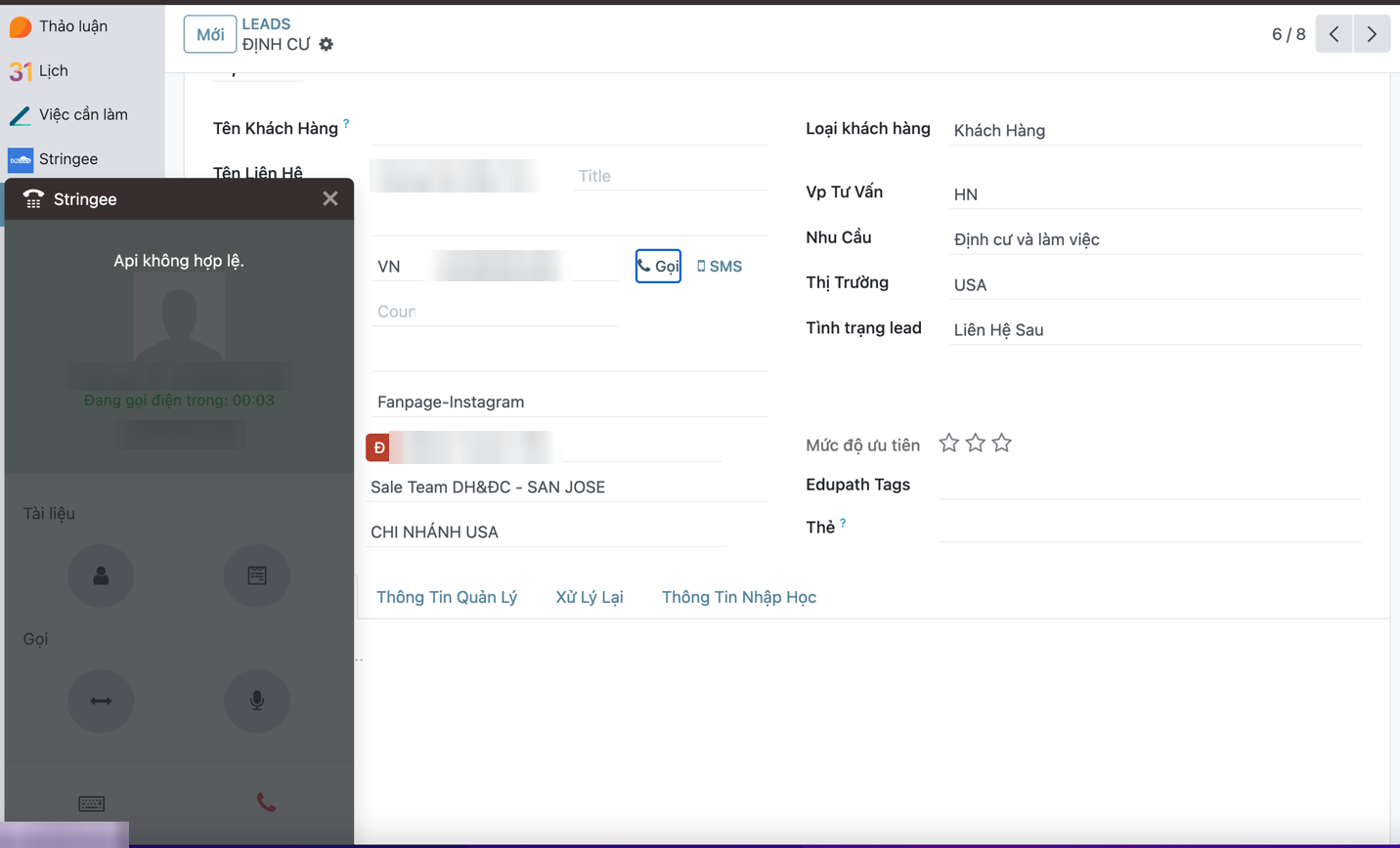 Thông báo lỗi Api không hợp lệ