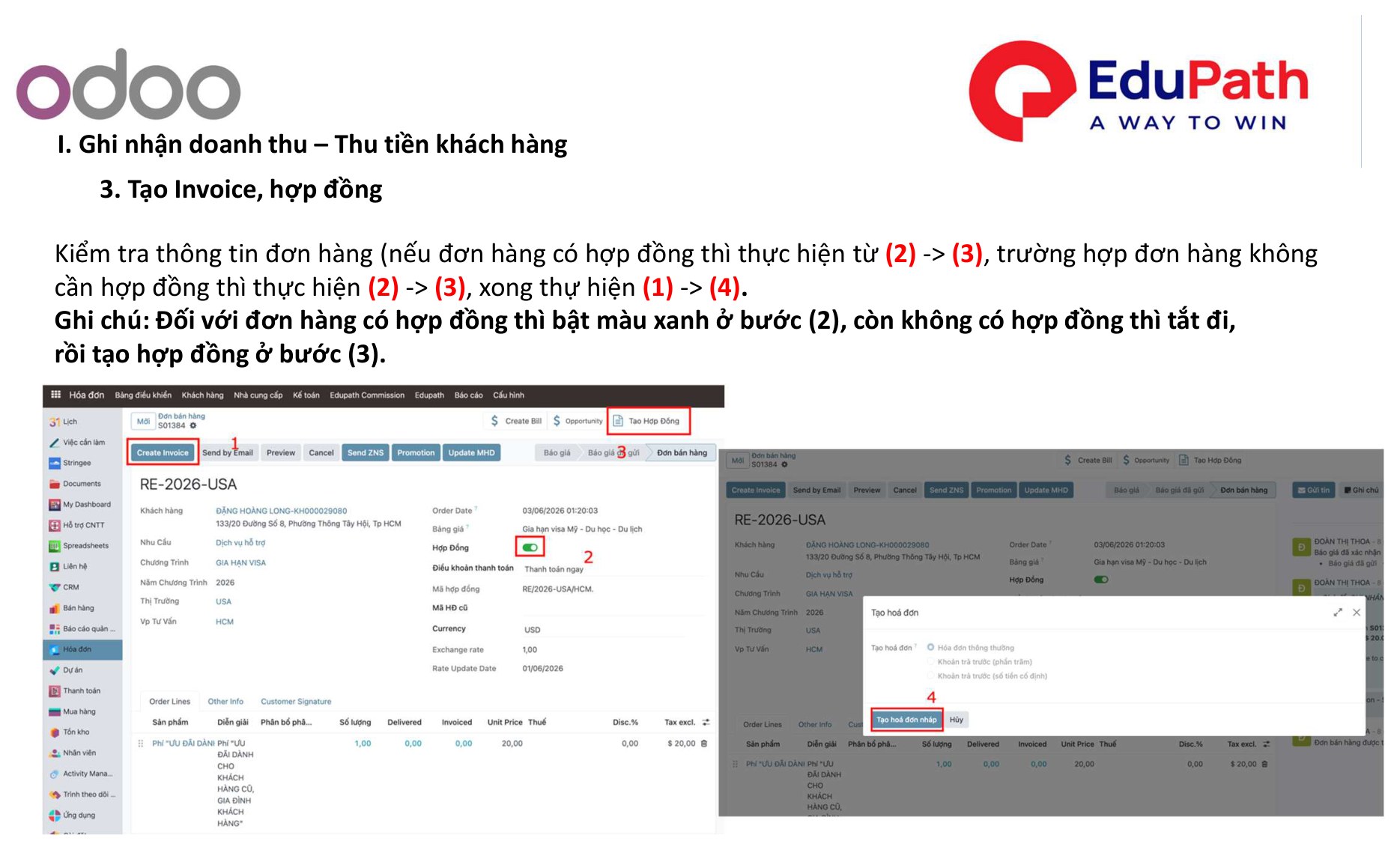 Tạo Invoice, hợp đồng