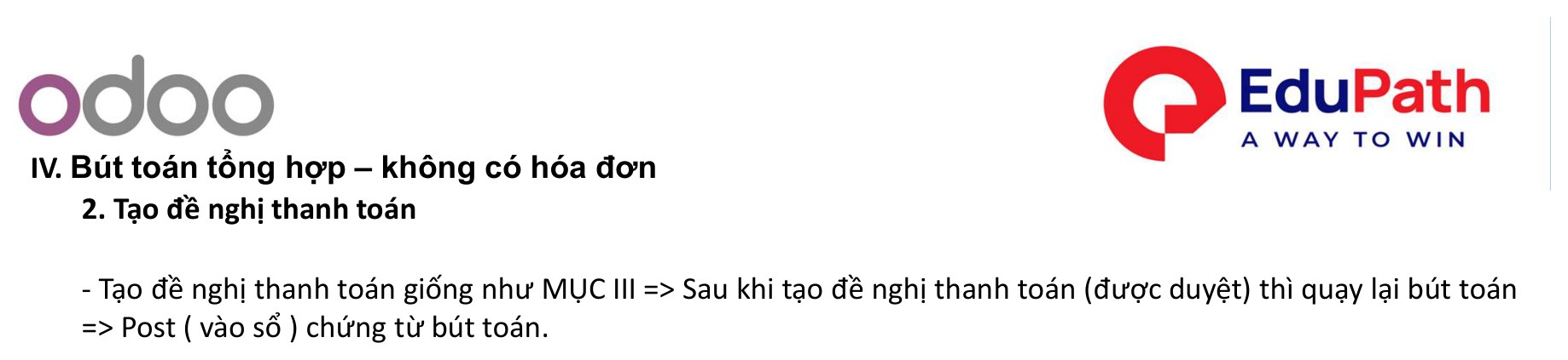 Đề nghị thanh toán & vào sổ bút toán