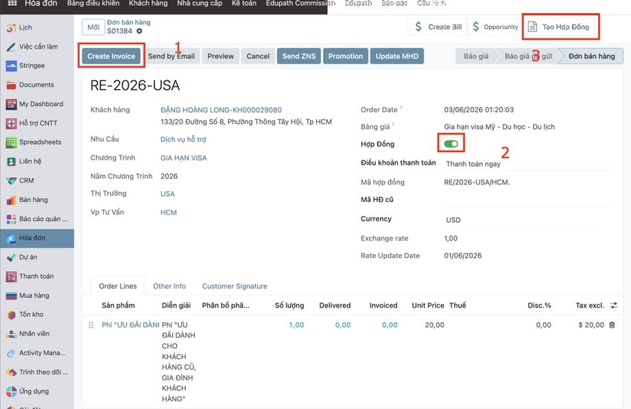 Invoice và hợp đồng