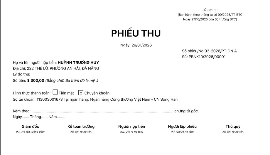 In phiếu thu
